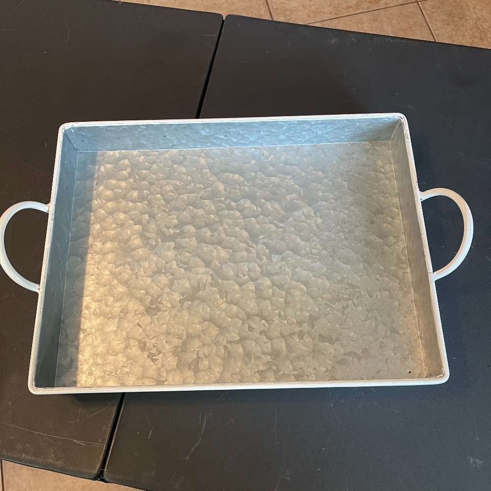 Galvanized Metal serving tray 16 X 12 X 2 (119)